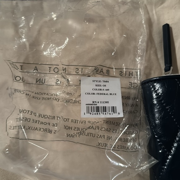 Kira Chevron Distressed Leather  Bi-Fold Wallet.  Federal Blue.  NWT. - Picture 7 of 8